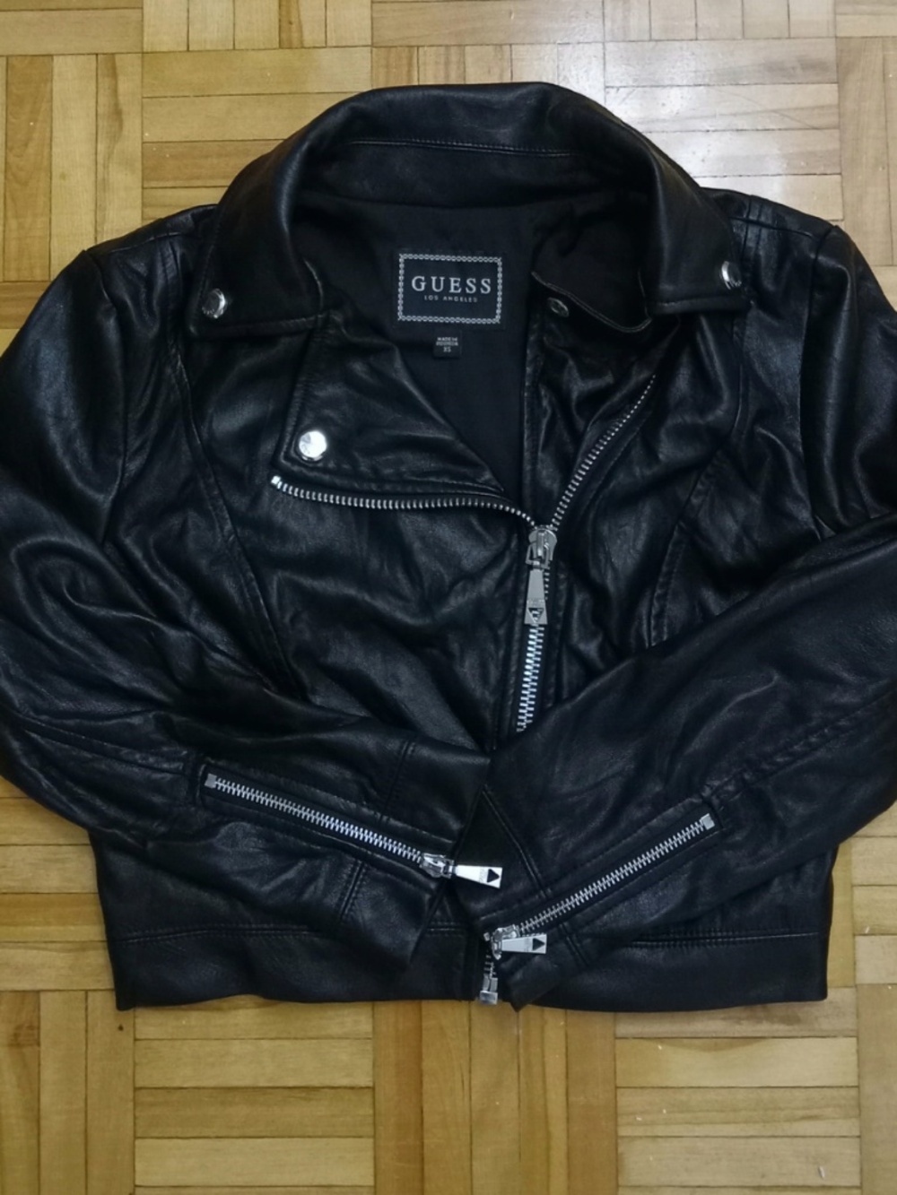 Guess Cropped Faux-Leather Jacket XS